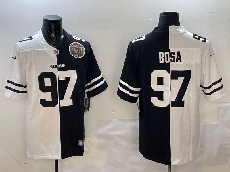 Men San Francisco 49ers #97 Bosa White Black Fashion 2025 Nike Limited NFL Jersey style 2->san francisco 49ers->NFL Jersey